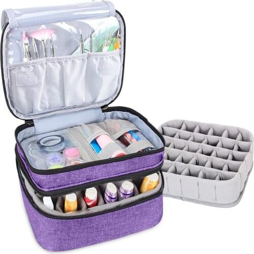 Double Layer Nail Polish Storage Bag Cosmetic Essential Oil Perfume Handbag Portable Lipstick Key Organizer Box Travel Holder