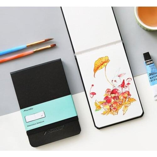 Mairtini leather watercolor book 300g watercolor paper A6 hand book hand-painted sketch travel portable painting Art supplies