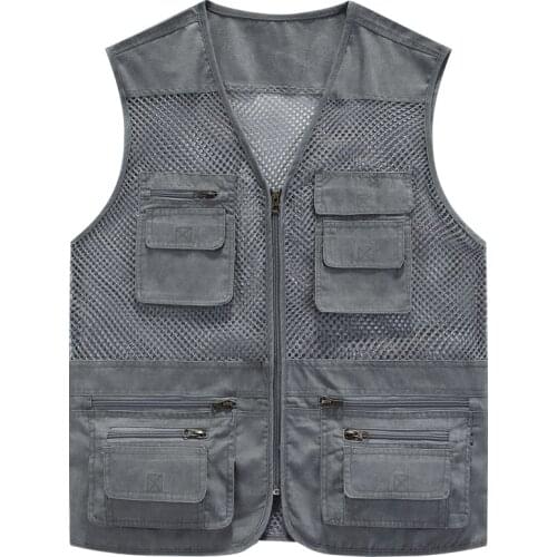 Summer Travels Men' s Vests Mesh Jackets Large Size Multi-pockets Outerwear & Coats Man XXXL XXXXL