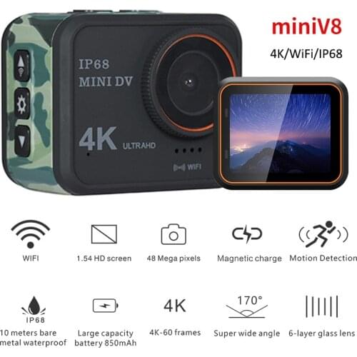 Mini Action Camera 4k 60fps HD Wifi 10M IP68 Waterproof Helmet Video Camcorder Recording Cameras Motion DV Micro Sport Cam