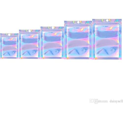 Multiple sizes Resealable Smell Proof Bags Foil Pouch Bag Flat Ziplock Bag for Party Favor Food Storage, Holographic Color