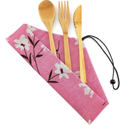 Colorful cutlery spoon cutlery set bamboo products environmental health travel vegetarian healthy choice