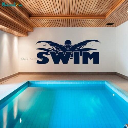 Swimming Championship Wall Sticker Butterfly Water Sport Swim Pool Publicity Decor Large Size Decals Removable YT4952