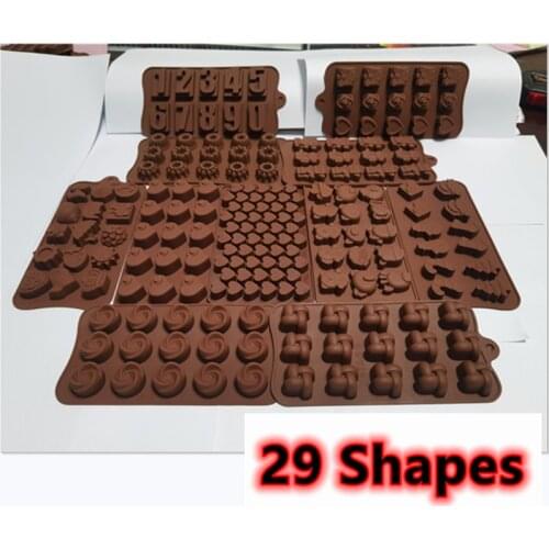 New Silicone Chocolate Mold 29 Shapes Chocolate baking Tools Non-stick Silicone cake mold Jelly and Candy Mold 3D mold DIY best