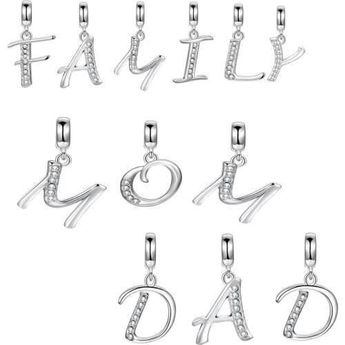 26-Letters Pendant Charm Bead Fit For Necklace Bracelets Man Fine Jewelry Charms Name Code Beracelet Women