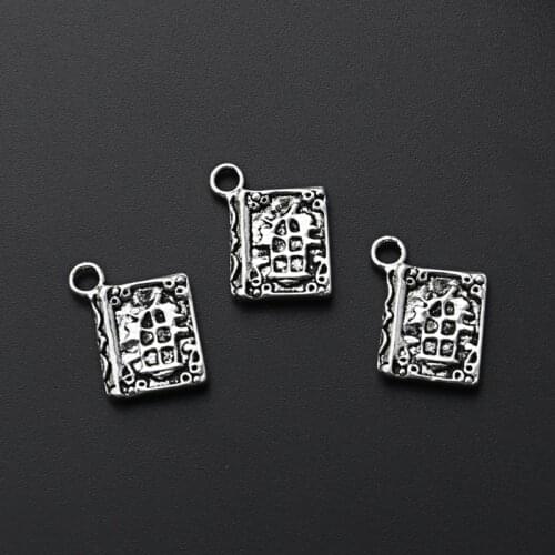 30pcs Silver Color 17x14mm Book Stationery Charms School Supplies Pendant Fit DIY Jewelry Making Handcrafted Accessories