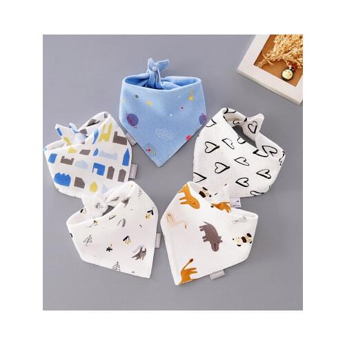 5Pcs Organic Cotton Baby Scarf Muslin Burp Cloth Bandana Bibs Newborn Baby Boy Infant Girl Toddler Winter Scarf Waterproof Bib