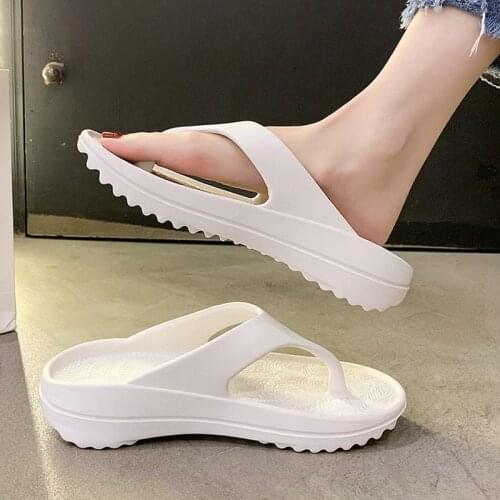 Women Slippers Female Thick Bottom Non-Slip Solid Flip Flop Lady Concise Comfortable Soft Bathroom Flats Indoor Womens Footwear
