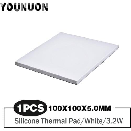 1 Piece 100mm*100mm*5mm White IC Chip Conduction Heatsink Silicone Thermal Pads