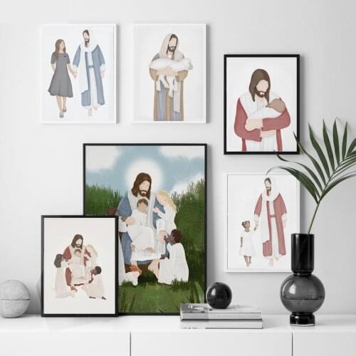 Holy Father Jesus Love Family Kids Wall Art Canvas Painting Nordic Posters And Prints Wall Pictures For Living Room Home Decor
