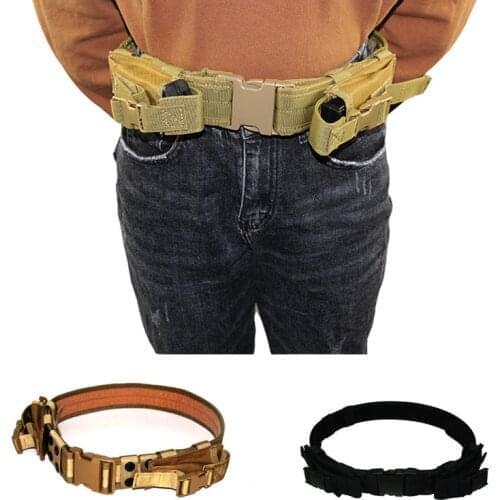 Tactical Military Waist Belt with Two Magazine Pouches Outdoor Airsoft Army Belt Rigger Strap Adjustable Mans Waist Belt