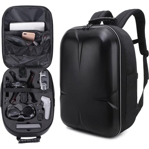 Outdoor Black Fiber Hardshell Backpack Bag Case Portable Waterproof Storage Box EVA Bag For DJI FPV Combo