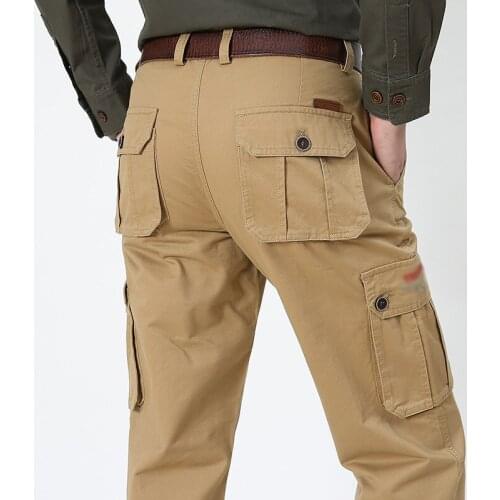 2021SpringTactical Mens Cargo Pants Cotton Jogger Straight Multiple Pocket Casual Outdoor Combat Male Military Slim Fit Trousers