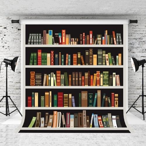 VinylBDS Cartoon Bookshelf Photo Background Wallpaper Backdrop for Photography Cotton Studio Photos Fotografie Achtergrond