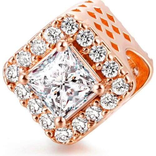 Woman DIY Jewelry Geometric Radiance Charm Rose Gold Beads For Jewelry Making Fit 925 Sterling Silver Bracelets