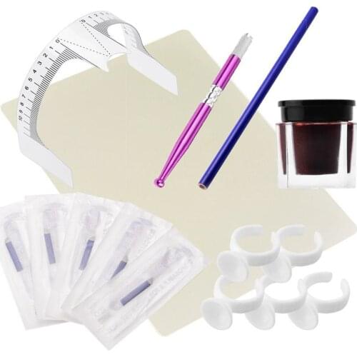 1 Set Practical Makeup Microblading Eyebrow Tattoo Kits Pen Needle Paste Skin Ruler Beauty Girls Great For Beginners body art