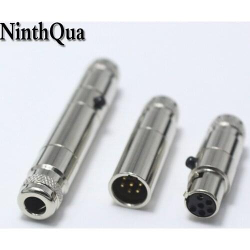 1pair Mini XLR 6 Pin Male Plug + Female jack Small Metal XLR 6P Audio Socket Microphone Connector MIC Adapter for OD5mm Cable