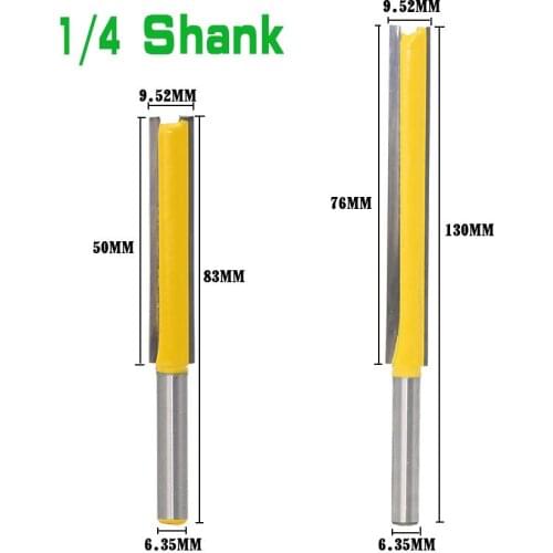 1pc 1/4 Shank Long Cleaning Bottom Router Bit Cutter CNC Woodworking Clean Bits Straight end mill trimmer Cutting Tools for wood
