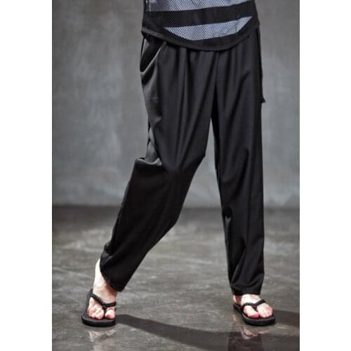 27-44 2020 New Plus Size Men Clothing Personality Loose Casual Pants Wide Leg Pants Trousers Hairstylist Straight Singer Costume