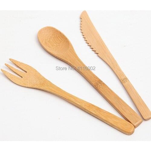3Pcs/Set Eco-friendly Japanese Portable Cutlery Set Bamboo Dinnerware Set Knife Fork Dinner Tableware Set
