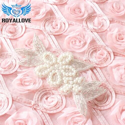 30pcs Handmade Beaded Hot Fix Sliver Crystal Bling Sew On Bridal Wedding Rhinestone Pearl Applique Patch Headband Jewelry Patch