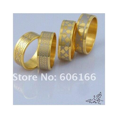30x 7.5mm 18K GP Gold Plated Ring Stainless Steel Rings Fine Fashion Jewelry