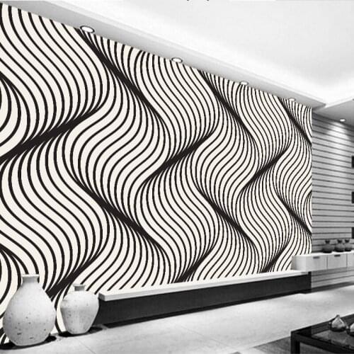 Custom any size 3D wall mural wallpapers Modern fashion geometric pattern Black white arc 3D Perspective Wall Sticker YBZ117