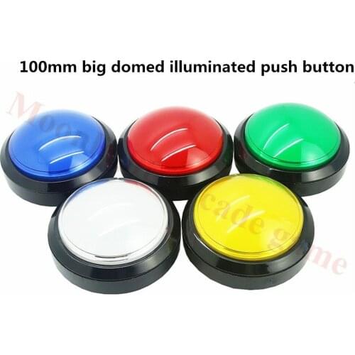 5pcs/lot 100mm Big Dome Illuminated Push Button 12V LED Arcade Buttons with Micro-Switch for Arcade Machine Part