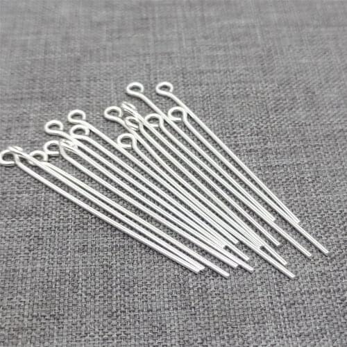 50 Pieces of 925 Sterling Silver Eye Pin Eyepin Wire 17mm 20mm 25mm 30mm 35mm