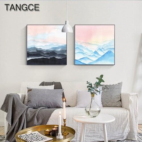 Abstract Cloud Around Mountain Canvas Painting Modern Wall Art Picture for Living Room Abstract Landscapee Poster Print Cuadros