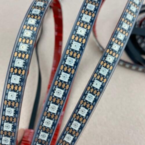 BLACK PCB 96leds/m WS2815 DC12V addressable full color RGB 5050 LED strip;3m/reel;epoxy resin filled in the tube;IP68