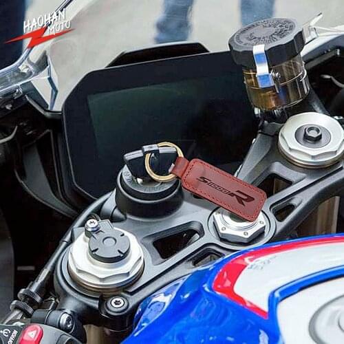 For BMW Motorrad S1000R S1000 R Key Motorcycle Cowhide Crazy Horse Skin Keychain Key Ring