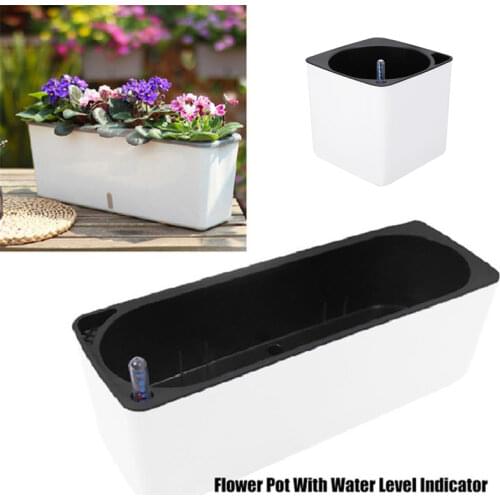 Self-Watering Plastic Flowerpot Outdoor Garden Plant Flower Pot Indoor Decoration Square Flower Pot with Water Level Indicator