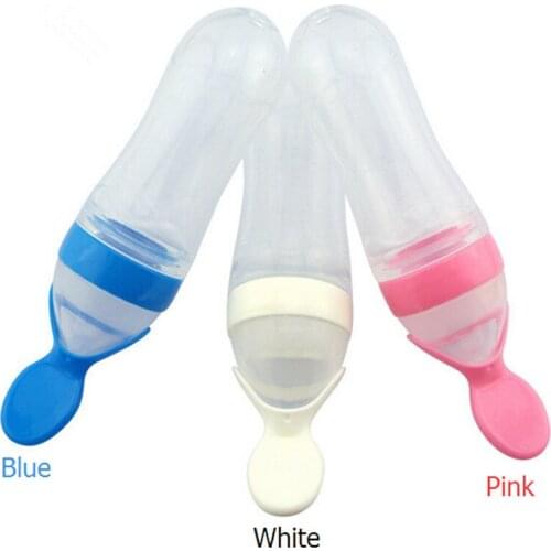 90ml Infant Silica Gel Feeding Bottle With Spoon Food Supplement Rice Cereal Bottle Spoon Juice Cereal Feeding Spoon