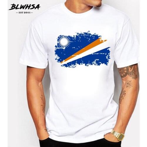 BLWHSA Marshall Island Flag T shirt Men Fashion Summer Short Sleeve Brands T-shirts Marshall Island National Flag Tops Tees