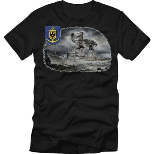 German Navy Ship D 185 Class 103 Destroyer Picture Printed T-Shirt. Summer Cotton O-Neck Short Sleeve Mens T Shirt New S-3XL