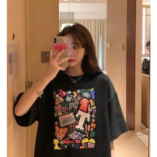 Fashion T Shirt Women Clothing T-shirts dropshipping accessory Harajuku Gothic Female Tshirt Print Short Sleeve black Tops Tees