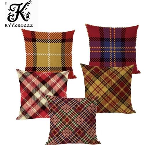 Geometric Grid Cushion Cover Canvas Linen Sofa Decoration Throw Cushion Cover Come Cecoration