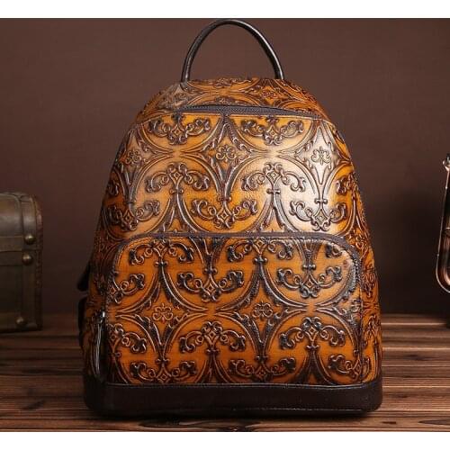 Restore Ancient Ways Brand Leisure Classic Multi-Function Luxury Large Capacity Cowhide Personality Womens Backpack