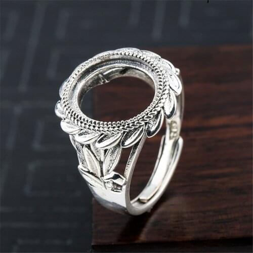 Ring Setting for 12x14mm Oval Cabochons Ring Blank Thai Sterling Silver Adjustable Band Ring Base JZ0041