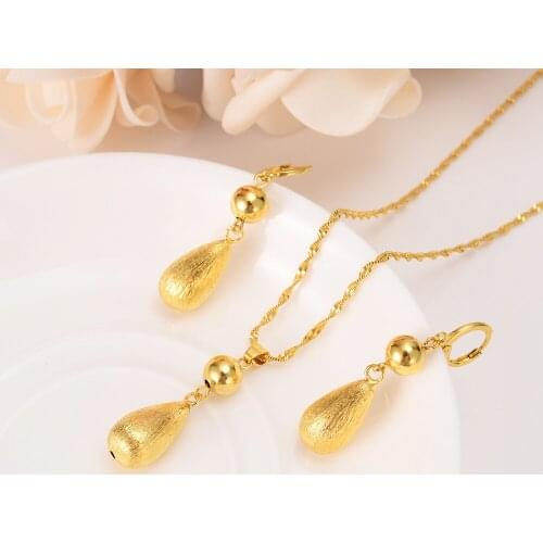 Ball beads lengthen Pendant Earrings Jewelry sets Classical Necklaces Set 22 K 24 K Thai Baht Yellow Gold Filled Fine gifts