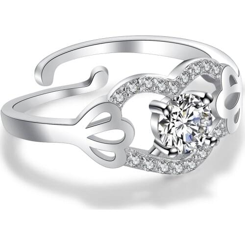 Cute Female Girls White Round Wedding Rings Luxury Silver Rings Promise Engagement Rings for Women Anillos Mujer