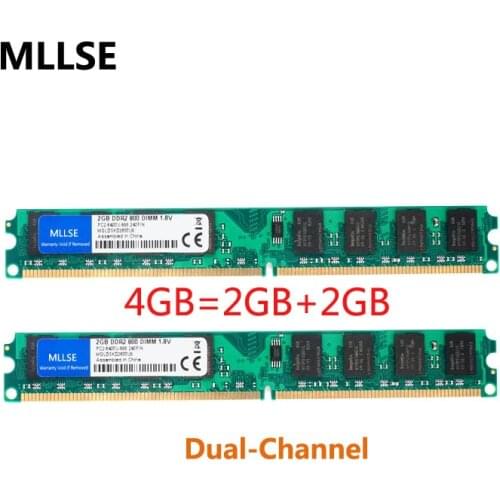 MLLSE New Sealed DIMM DDR2 800Mhz 4GB(2GBX2Pieces) PC2-6400 memory for Desktop RAM,good quality