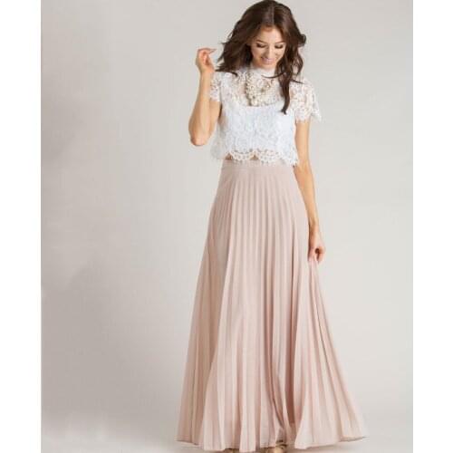 Fashion Summer Skirt Female Chiffon High Waist Pleated Skirts Womens S-5XL Faldas Mujer