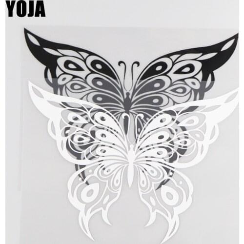 YOJA 19×14.1CM Fashion Butterfly Cartoon Animals Car Stickers Vinyl Design Decal Black/Silver 19C-0079