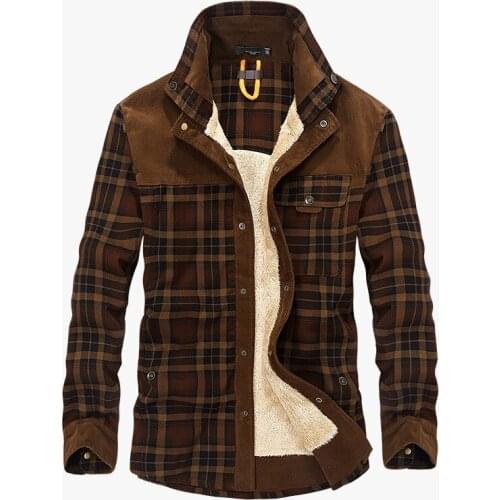 2019 New Spring Autumn Fleece Men Winter Jacket Plaid Classical Button Jacket