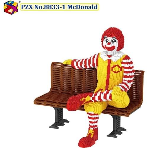 PZX Atomic Building Blocks Model Set Uncle mcdonalds Clown Micro Mini Blocks Droll Diamond Bricks Set 3980Pcs Toys Gifts for Kid