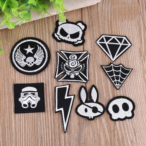 Fashion Patches Set Embroidered Cloth Sticker For Men Hot Heat Transfer DIY Iron Sew On Clothing Bag Shoes