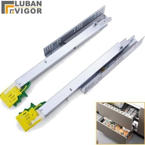 New design,3 sections Bottom mounting hidden Damping slide,with Disassembly Device, Cabinet drawer buffer track guide,Quiet