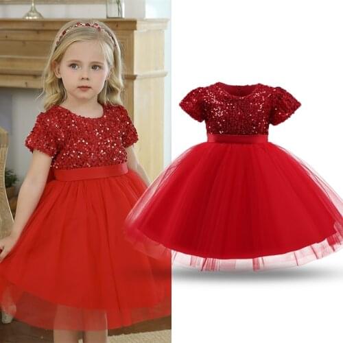 Flower Girl Dresses for Weddings Kid Girls Christmas Red Dress For Baby Girls Pageant Evening Formal Outfits Children Clothes